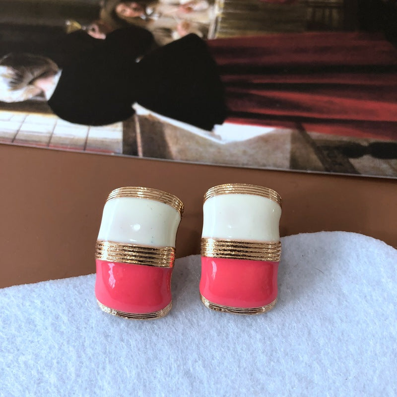 Wholesale Vintage Enamel Gem Diamond Alloy Earrings